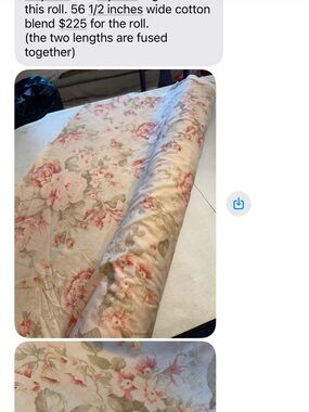 Floral Cotton Blend Fabric Roll in Cream and Pink